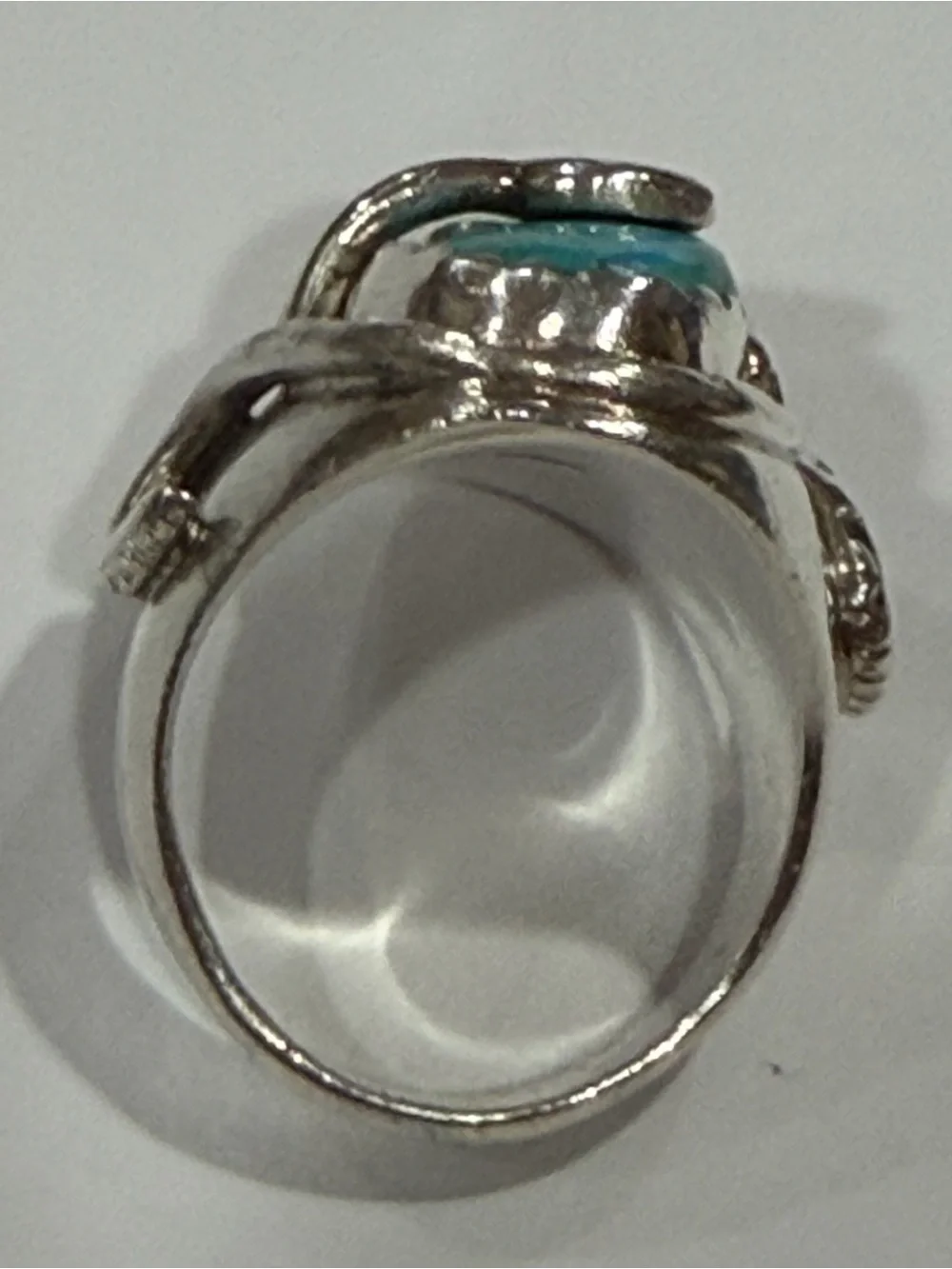 Effie C Handcrafted Silver Turquoise and Coral Snake Ring